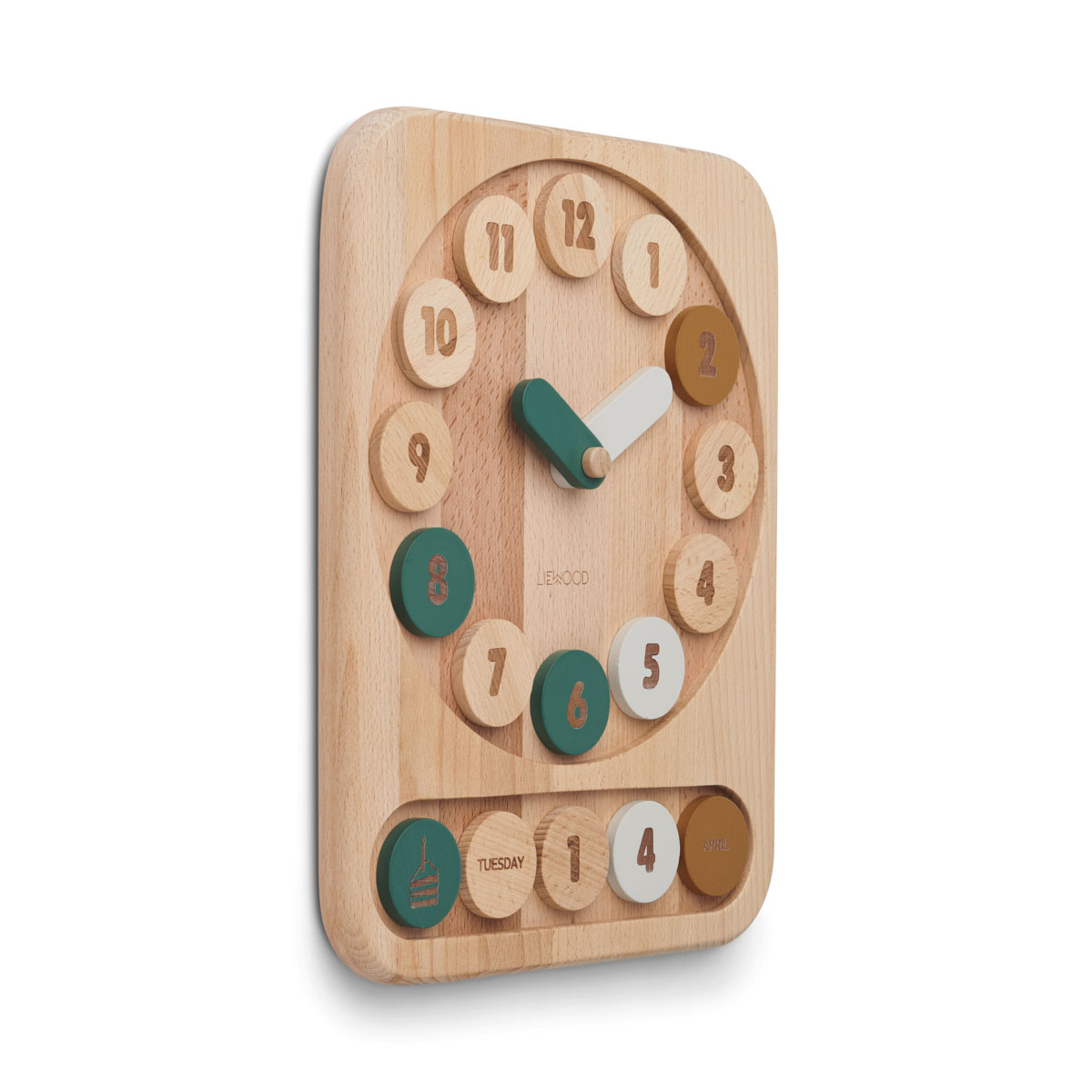 Liewood Spielzeuguhr Yelena „Hunter green multi mix“, Buchenholz