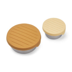 DELISTED Liewood Fiby Snackbox-Set „Golden caramel / safari mix“, Edelstahl mit Silikon-Deckel