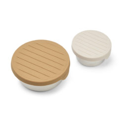 DELISTED Liewood Fiby Snackbox-Set „Sandy / oat mix“, Edelstahl mit Silikon-Deckel