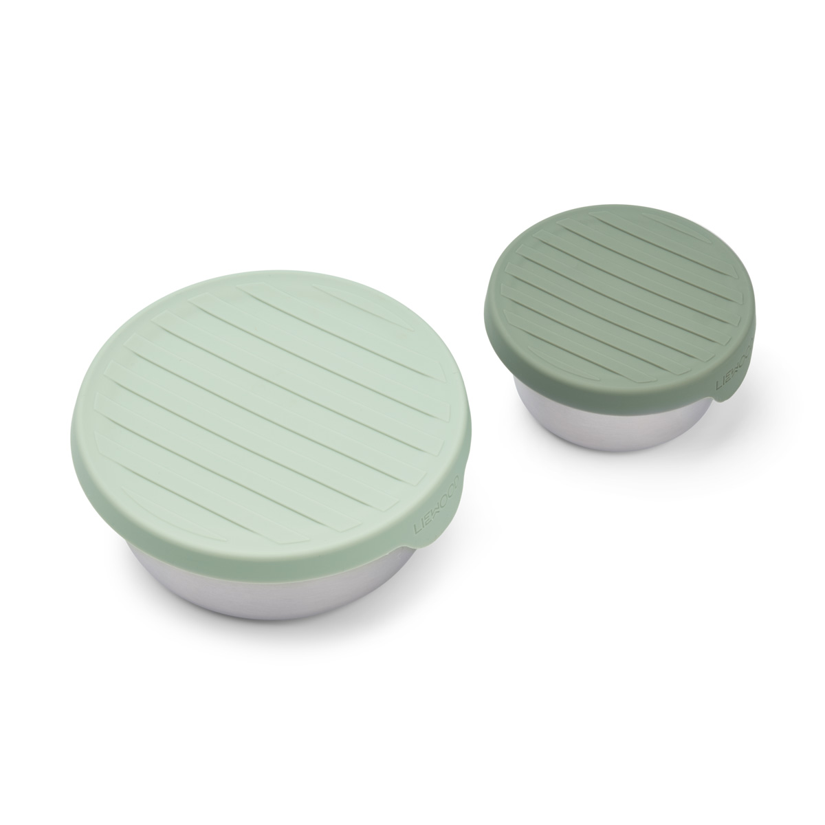 DELISTED Liewood Fiby Snackbox-Set „Dusty mint / faune green mix“, Edelstahl mit Silikon-Deckel