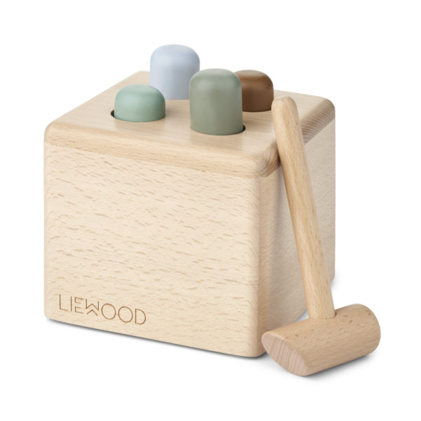 Liewood Kirk Hammerspielzeug „Blue multi mix“, Buchenholz, 14x14x12cm