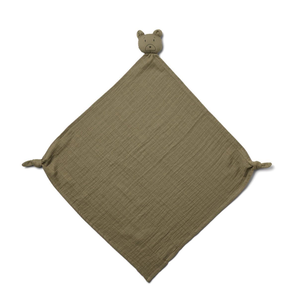 Liewood Robbie Musselin Kuscheltuch „Mr Bear khaki“, 60x60cm 01