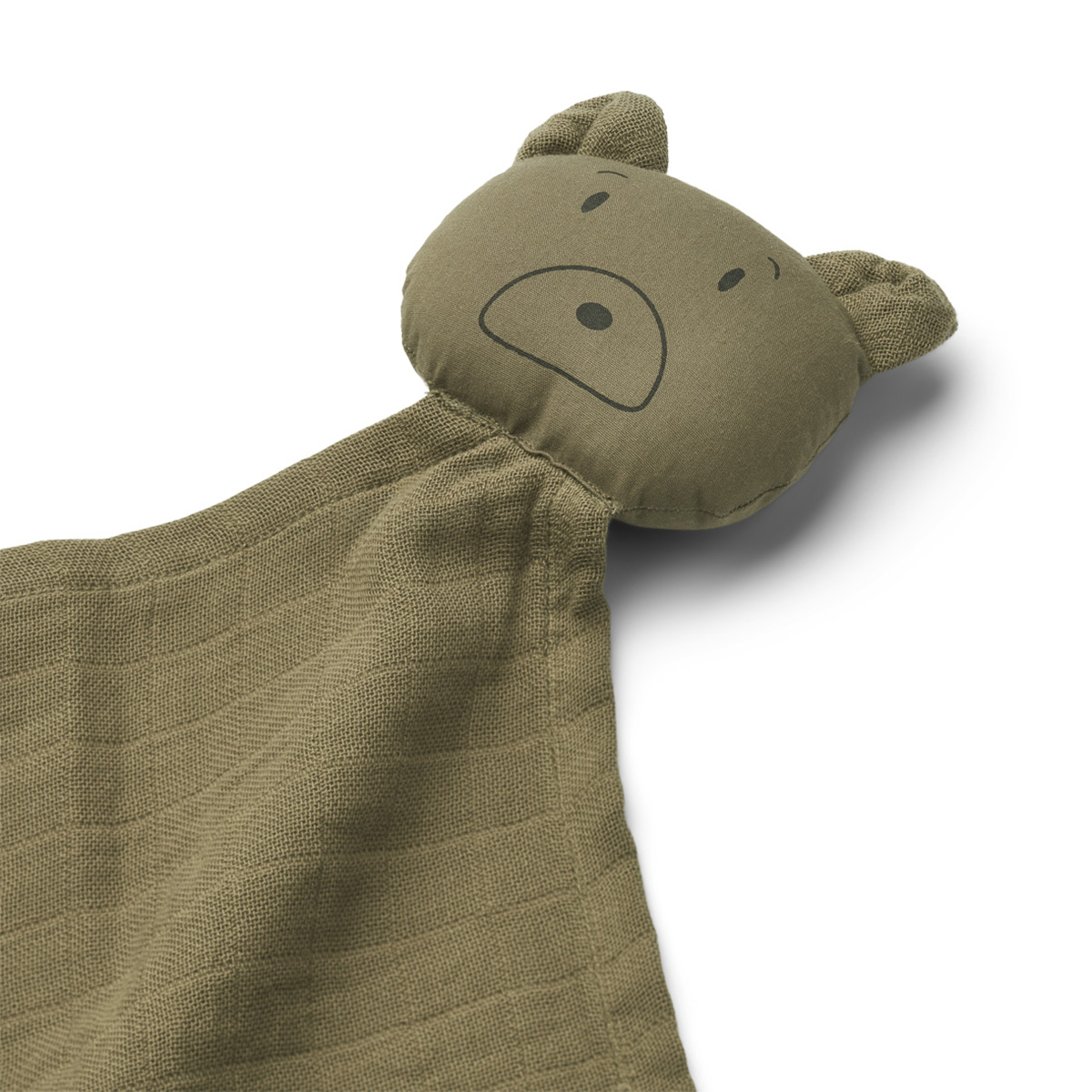 Liewood Robbie Musselin Kuscheltuch „Mr Bear khaki“, 60x60cm 02