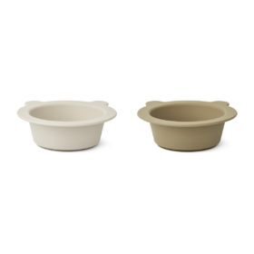 Liewood Peony Babyschüssel mit Saugnapf „Sandy / Oat mix“, Silikon, 2er-Set, ø16cm – Bild 4