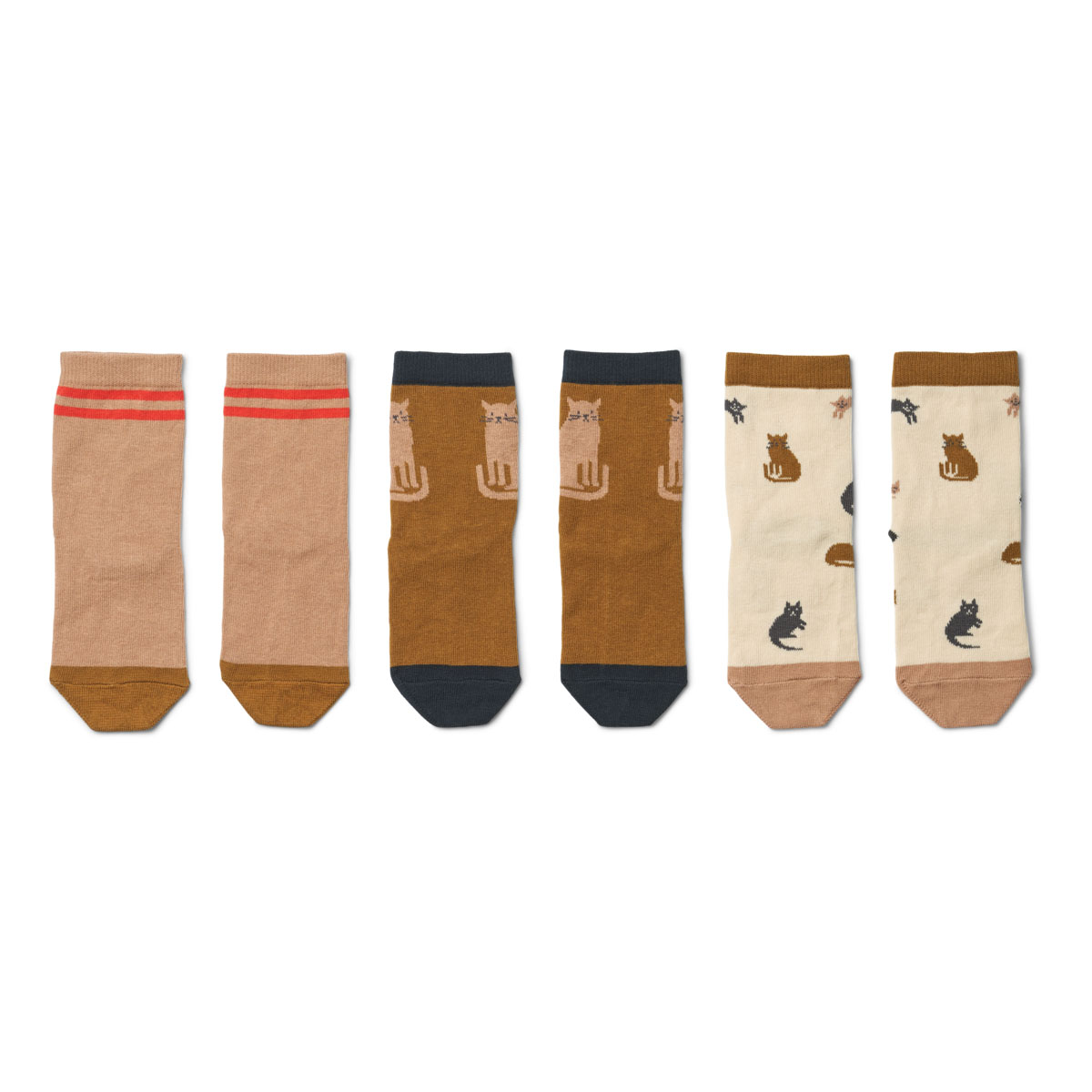 Liewood Silas Kindersocken „Miauw / Apple blossom mix“, 3er-Pack, 0-7 Jahre