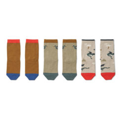 Liewood Silas Kindersocken „Little dragon / Dark sandy mix“, 3er-Pack, 0-7 Jahre