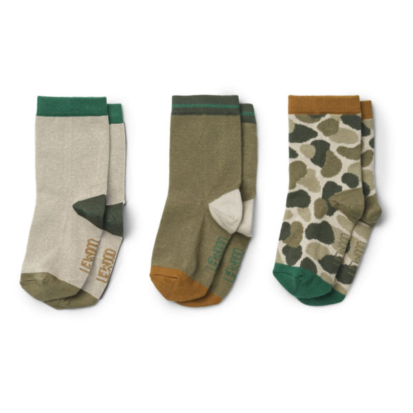Liewood Silas Kindersocken „Camouflage / Green multi mix“, 3er-Pack, 0-7 Jahre