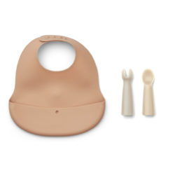 Liewood Aspen Lätzchen & Babybesteck-Set „Rose multi mix“, Silikon