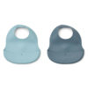 Liewood Ember Silikon-Lätzchen „Sea blue / Whale blue mix“, 2er-Set