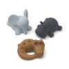 Liewood Nori Badespielzeug „Safari / Sea blue multi mix“, Silikon, 3er-Set