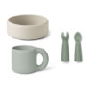 Liewood Lise Babygeschirr-Set „Dove blue multi mix“, 4-teilig, Silikon