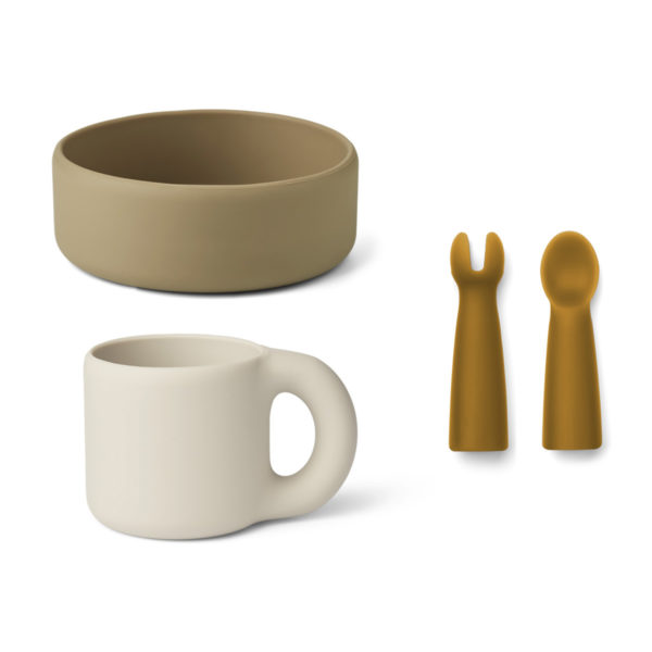 Liewood Lise Babygeschirr-Set „Oat multi mix“, 4-teilig, Silikon