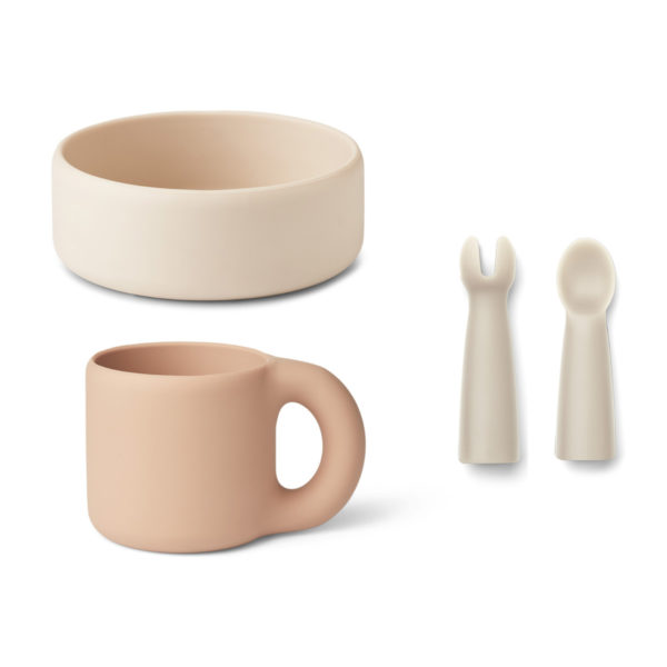 Liewood Lise Babygeschirr-Set „Rose multi mix“, 4-teilig, Silikon