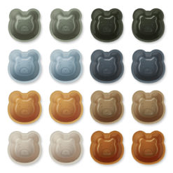 Liewood Tilo Cup Cake Backformen „Mr Bear : Faune green multi mix“, 16er-Set, Silikon 02