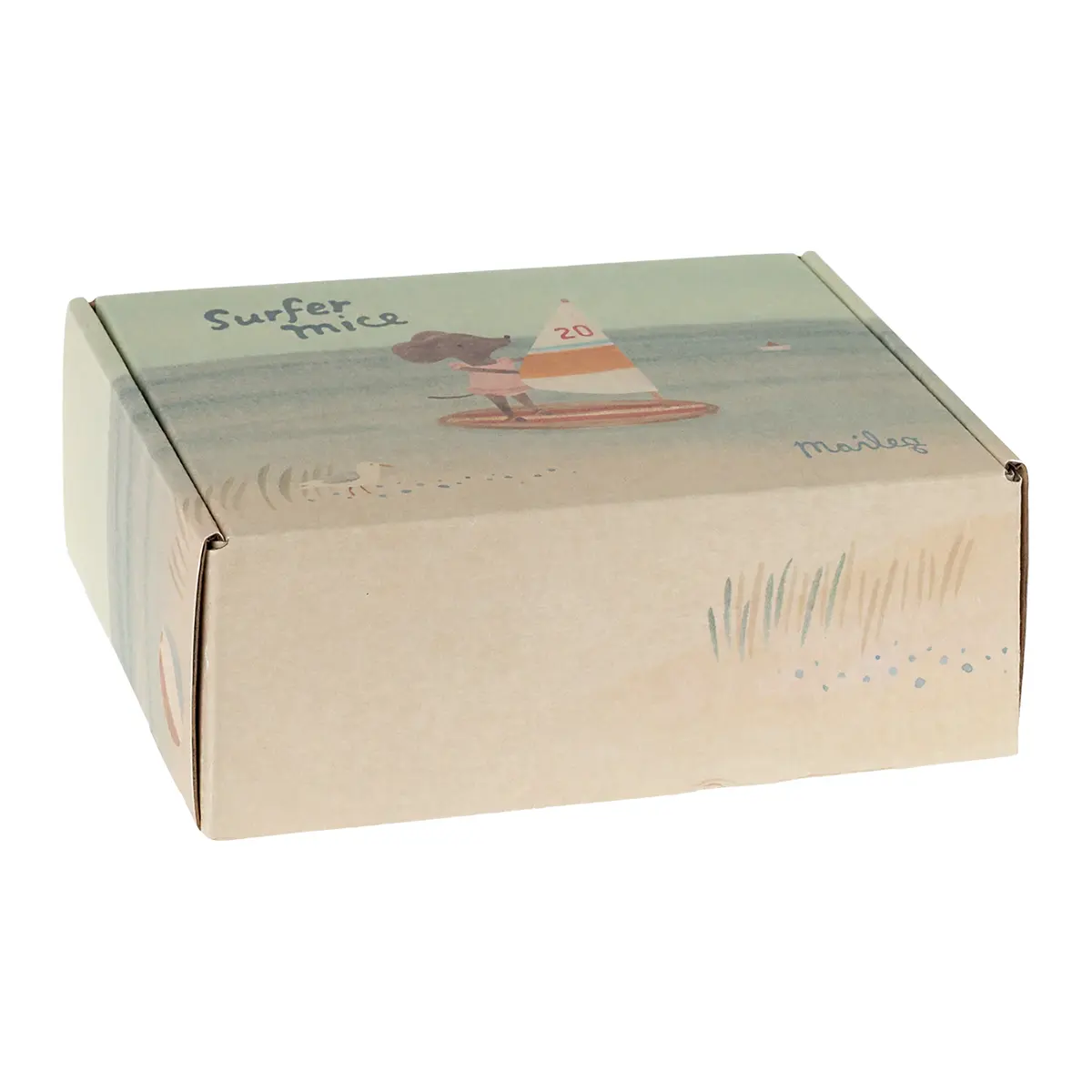 Maileg Kleine Schwester Surfer Maus mit Surfboard, H11cm Verpackung