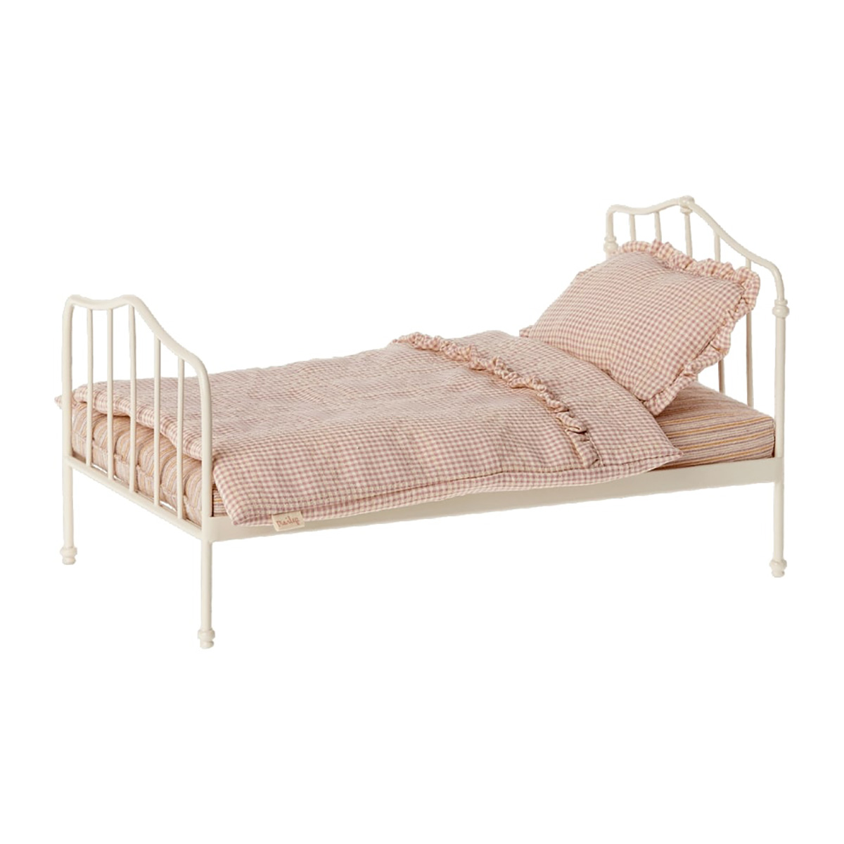 Maileg Vintage Bett, Mini, weiß : rose, 15x14cm 01