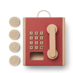 Liewood Spielzeug-Münztelefon Rufus „Pale tuscany / Apple red“, Buchenholz