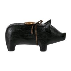 Maileg Holzschwein, schwarzer Kerzenhalter, medium, 2-flammig, 19cm 14-2801-01