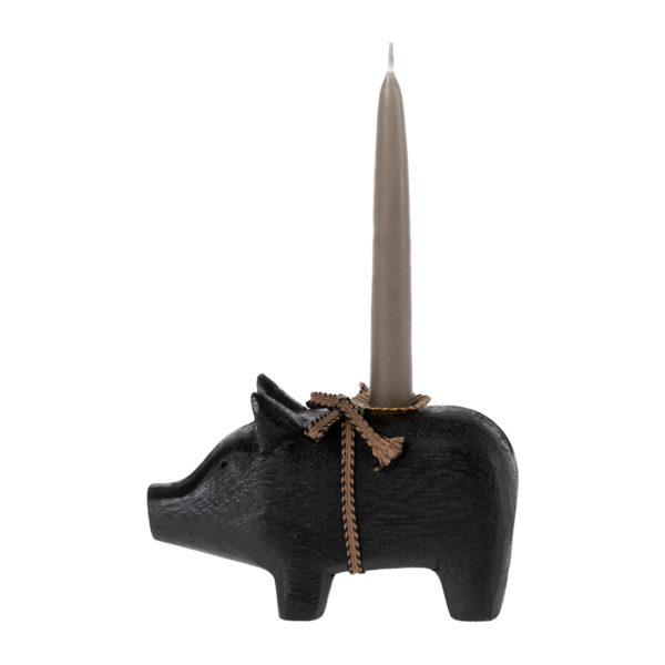 DELISTED Maileg Holzschwein, schwarzer Kerzenhalter, small, 1-flammig, 10cm – Bild 2