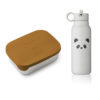 Liewood Joni Lunchbox-Set „Mr. Bear mustard : Panda light grey mix“ inkl. Falk Trinkflasche
