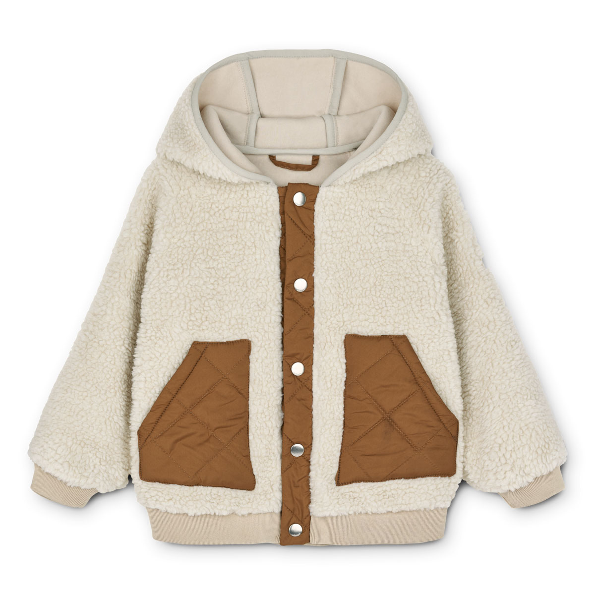 Liewood Yves Sherpa Kapuzenjacke für Kinder „Pecan / Sandy mix“, 1-6J