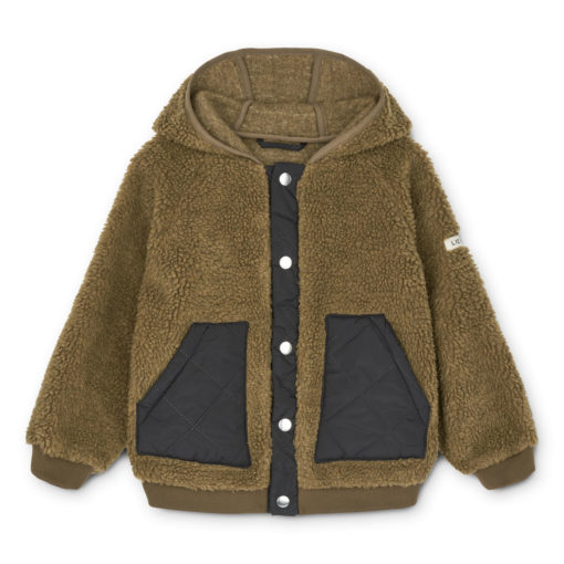 DELISTED Liewood Yves Sherpa Kapuzenjacke für Kinder „Khaki black mix“, 1-6 Jahre