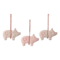 Maileg Weihnachtsbaumschmuck 3er-Set „Schweine aus Leinen“