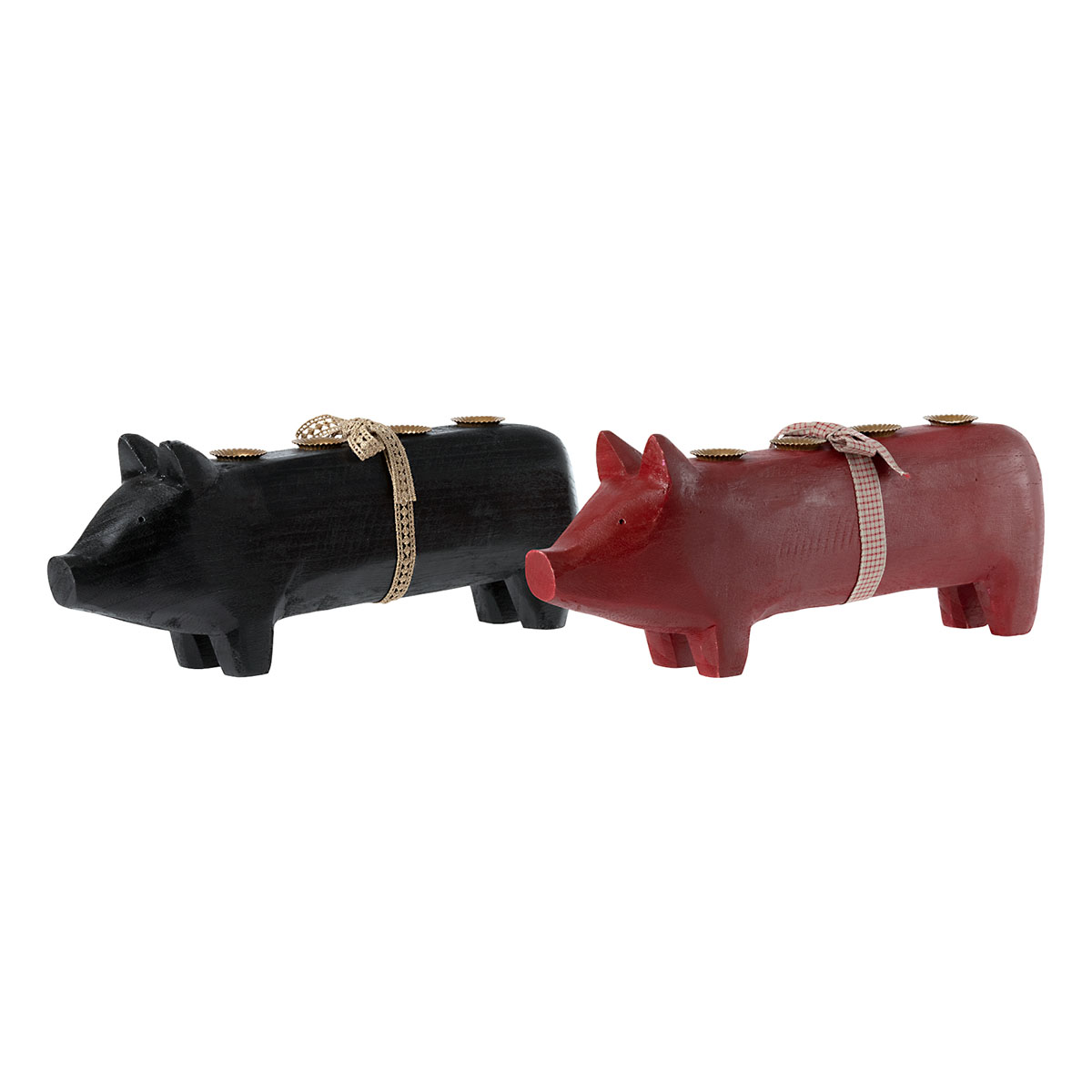 DELISTED Maileg Holzschwein, roter Kerzenhalter, large, 4-flammig, 39cm – Bild 2