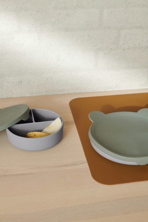 Liewood Frodo Silikon Menüteller mit Deckel „Mr Bear / Faune green / Dove blue mix“, ø22cm – Bild 5
