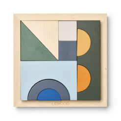Liewood Geometrisches Holzpuzzle Ishan „Faune green multi mix“, Holzbausteine