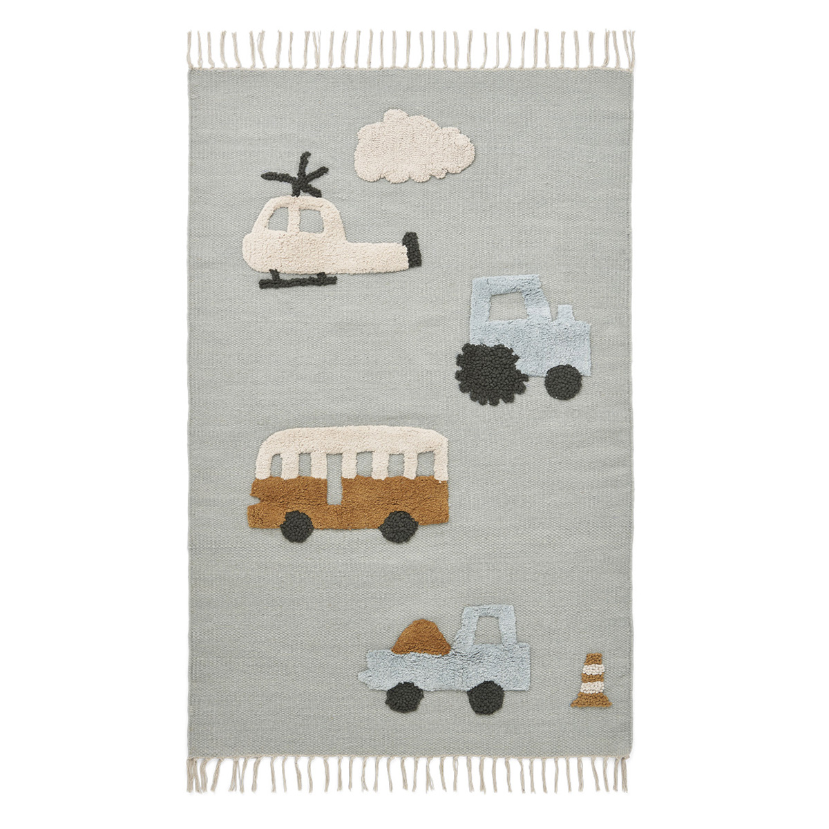 DELISTED Liewood Teppich Bent „Vehicles / Dove blue mix“, klein, 80x120cm