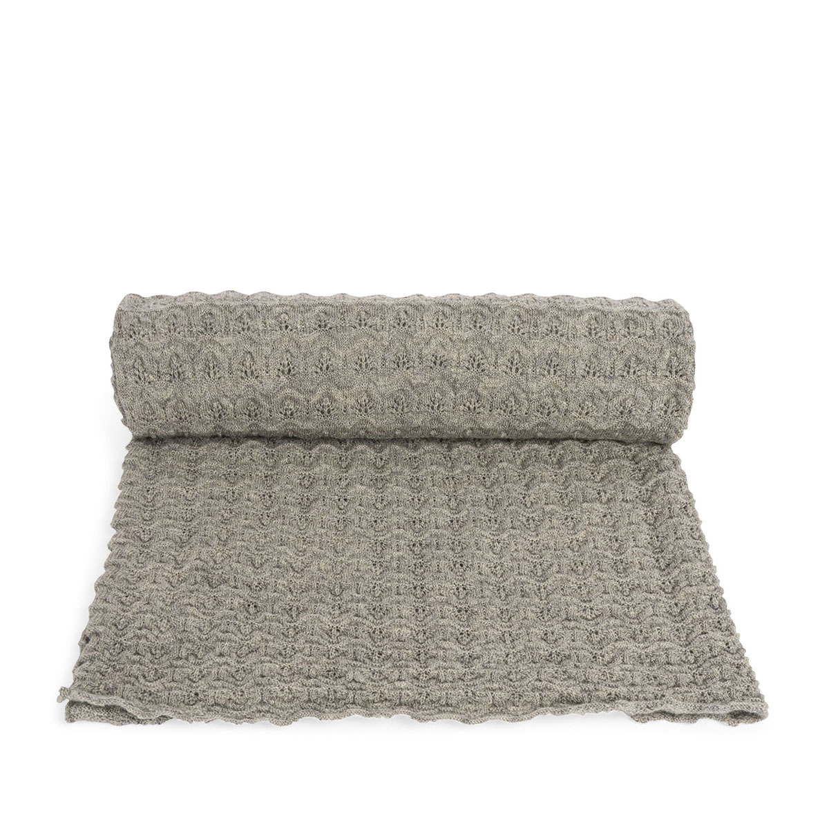 DELISTED Konges Sløjd Babydecke „Grey Melange“, Merinowolle, 100x70cm
