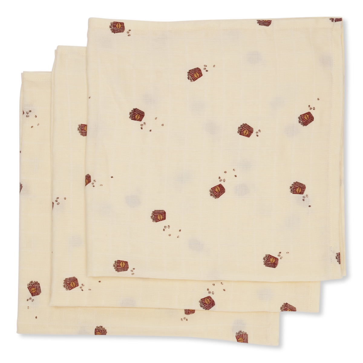 DELISTED Konges Sløjd Musselin Tuch-Set „Popcorn“, 65cm, 3er-Set