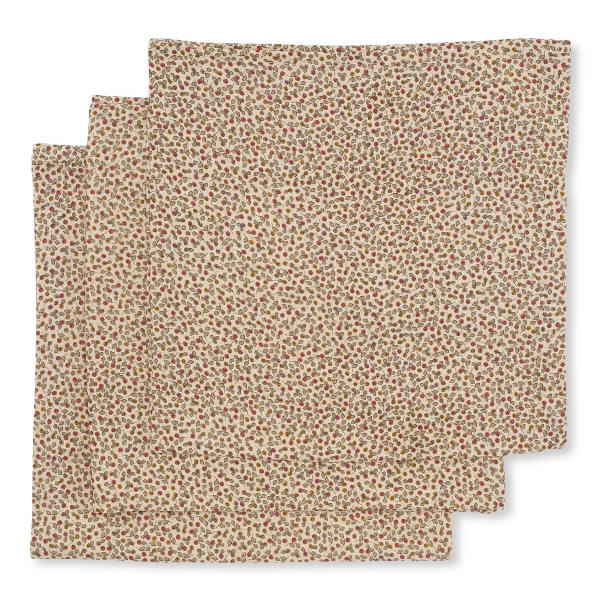 DELISTED Konges Sløjd Musselin Tuch-Set „Rosaraie Red“, 65cm, 3er-Set