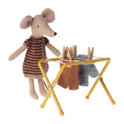 Maileg Miniatur Wäscheständer-Set, 8x11cm mit Maus