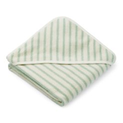 Liewood Kapuzenhandtuch Alba „Dusty mint / creme de la creme“, gestreift, 70x70cm
