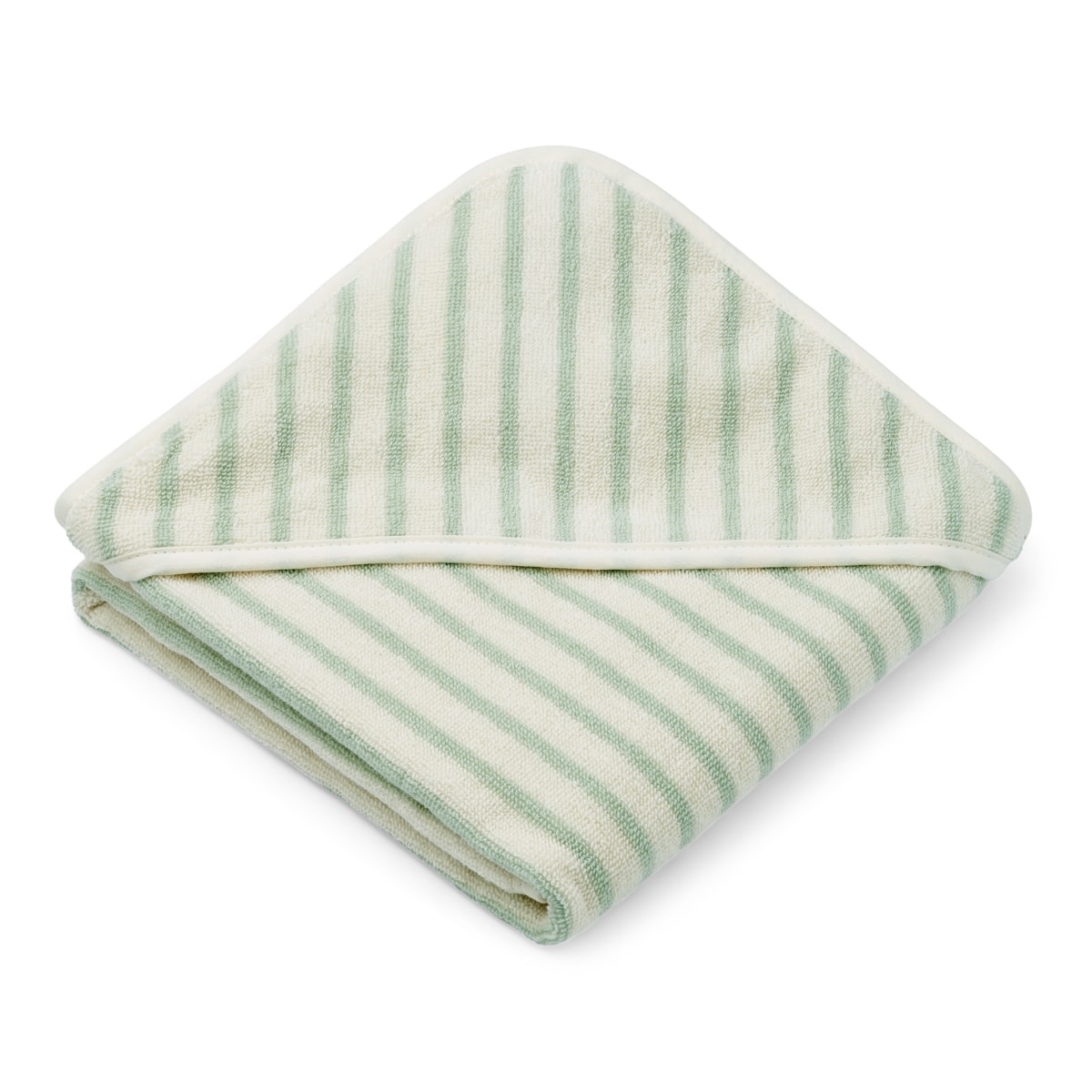 Liewood Kapuzenhandtuch Alba „Dusty mint / creme de la creme“, gestreift, 70x70cm