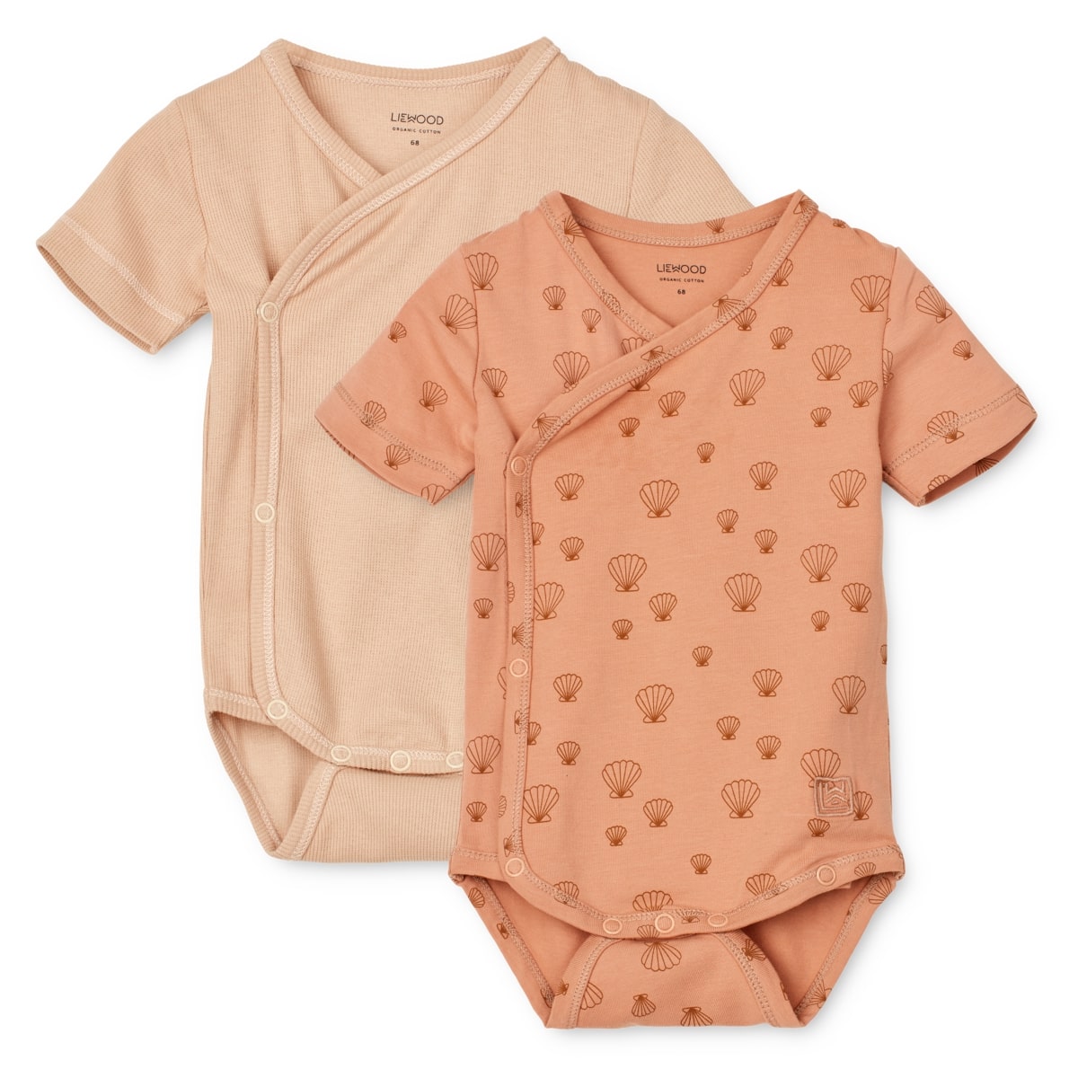 Liewood Baby-Body Hali „Sea shell Pale tuscany / Apple blossom“, 2er-Set, Gr. 56-80