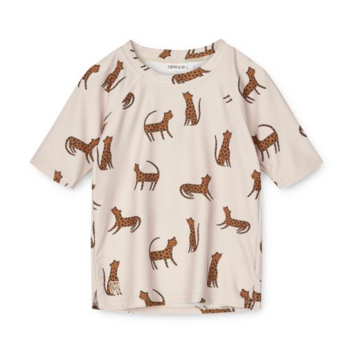 Liewood Noah Kurzarm-Schwimm-T-Shirt „Leopard / Sandy“, LSF 40+, Gr. 56-128