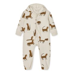 Liewood Kinder-Sweat-Jumpsuit Topeka „Leopard / Sandy“, Gr. 56-104