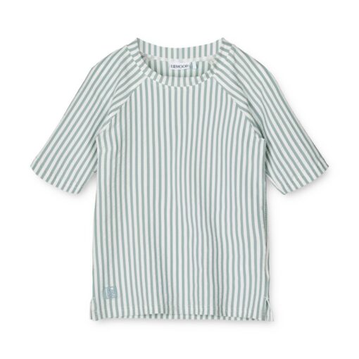 Liewood Noah Kurzarm-Schwimm-T-Shirt „Sea blue : White“, Seersucker, LSF 40+, Gr. 56-128