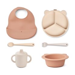 DELISTED Liewood Silikon Geschirr-Set Stina „Mr bear / Tuscany rose multi mix“, 6er-Geschenkset – Bild 2