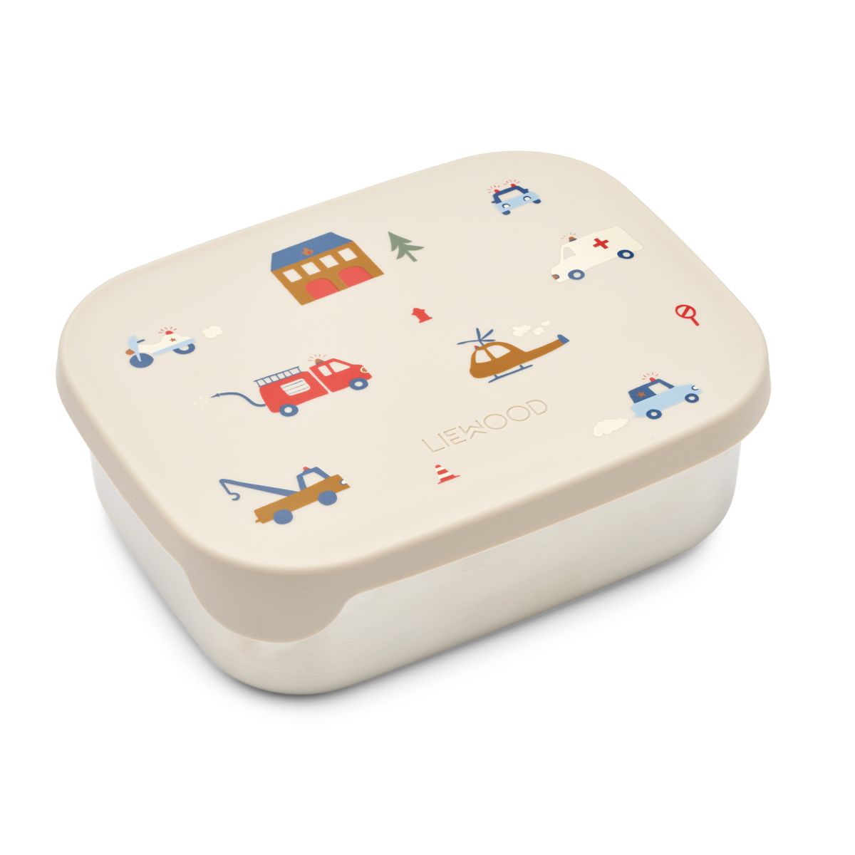 Liewood Arthur Lunchbox „Emergency vehicle : Sandy“, Edelstahl mit Silikon-Deckel