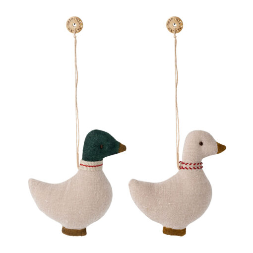DELISTED Maileg Weihnachtsbaumschmuck 2er-Set „Enten aus Leinen“ 7cm