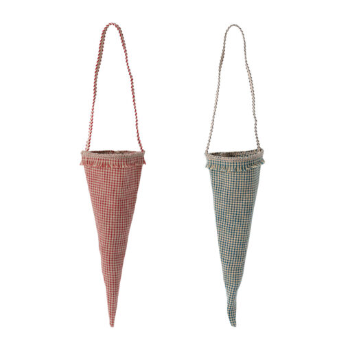 Maileg Weihnachtsbaumschmuck 2er-Set „Spitztüten“ aus Stoff, 13x5cm