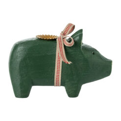 DELISTED Maileg Holzschwein, dunkelgrün, Kerzenhalter, small, 1-flammig, 10cm