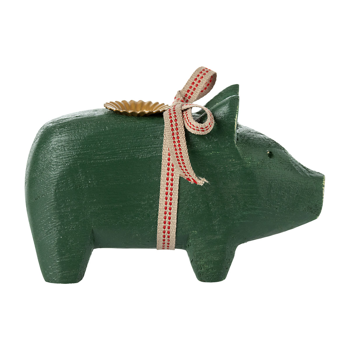 DELISTED Maileg Holzschwein, dunkelgrün, Kerzenhalter, small, 1-flammig, 10cm