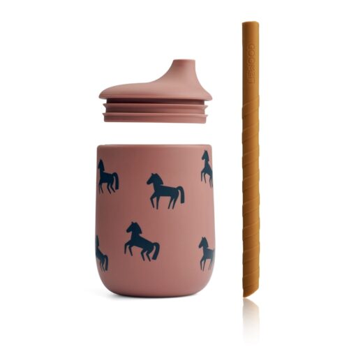 DELISTED Liewood Ellis Trinkbecher „Horses / Dark rosetta“ aus Silikon, 230ml – Bild 2