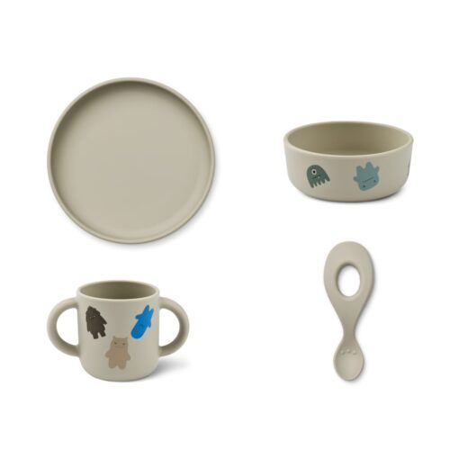 Liewood Vivi Silikon Geschirr-Set „Monster / Mist“, 4er-Set