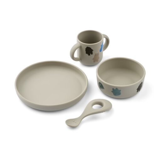 Liewood Vivi Silikon Geschirr-Set „Monster / Mist“, 4er-Set